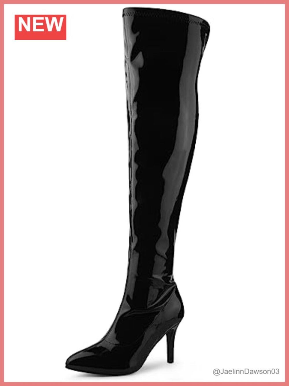 Patent Leather Pointed Toe Stiletto Heels Over The Knee High Boots
